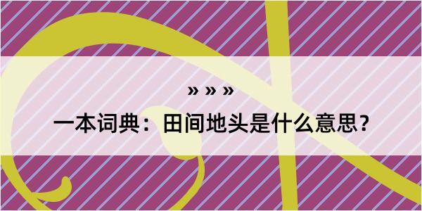 一本词典：田间地头是什么意思？