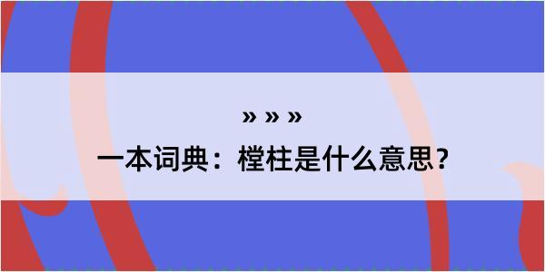 一本词典：樘柱是什么意思？