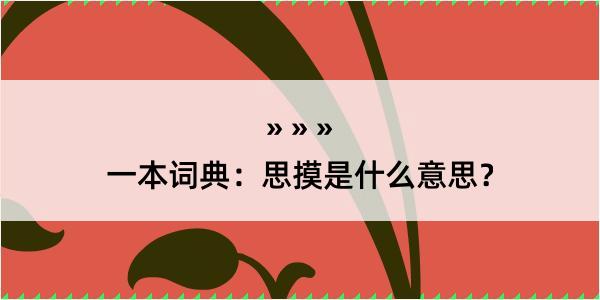 一本词典：思摸是什么意思？