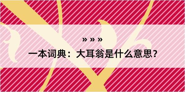 一本词典：大耳翁是什么意思？