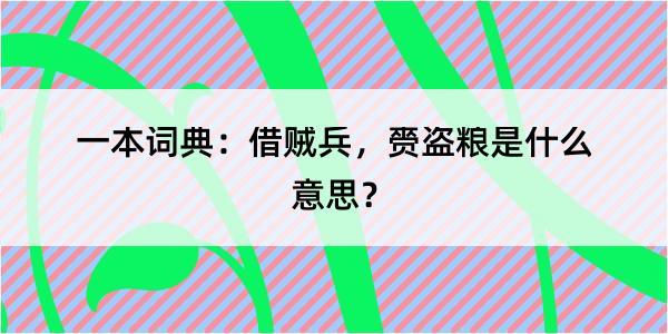 一本词典：借贼兵，赍盗粮是什么意思？