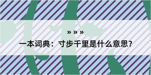 一本词典：寸步千里是什么意思？