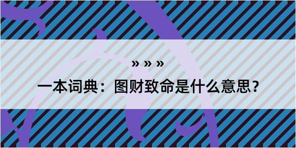 一本词典：图财致命是什么意思？