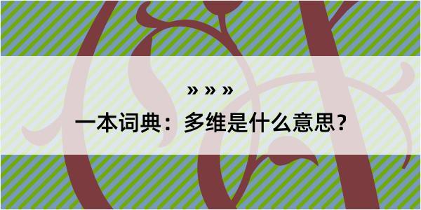 一本词典：多维是什么意思？