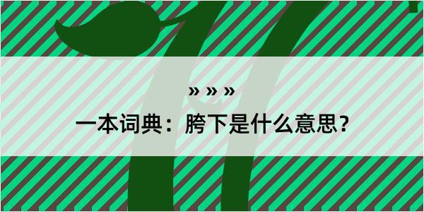 一本词典：胯下是什么意思？