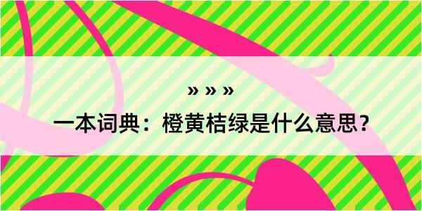 一本词典：橙黄桔绿是什么意思？