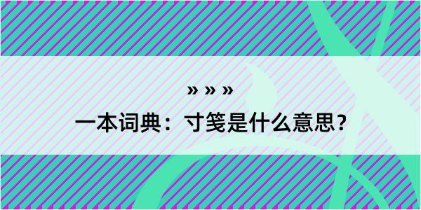 一本词典：寸笺是什么意思？