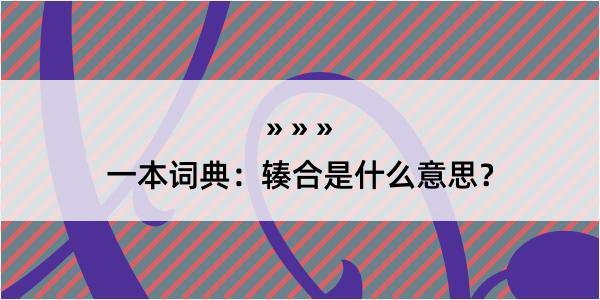 一本词典：辏合是什么意思？