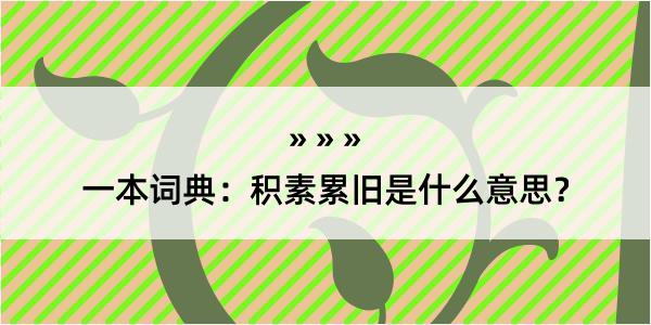 一本词典：积素累旧是什么意思？