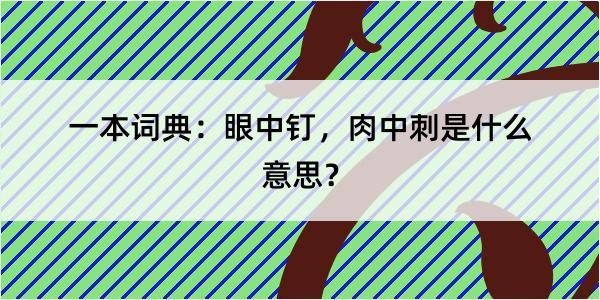 一本词典：眼中钉，肉中刺是什么意思？