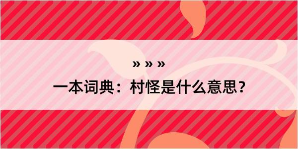 一本词典：村怪是什么意思？