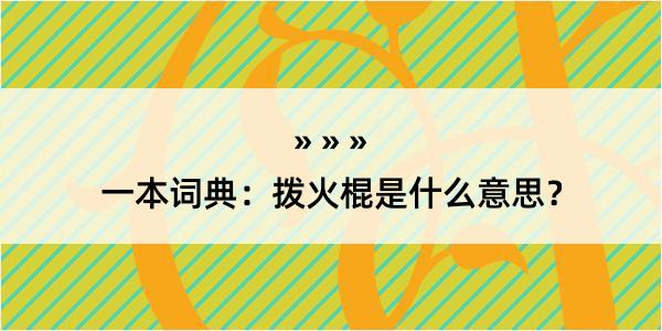 一本词典：拨火棍是什么意思？