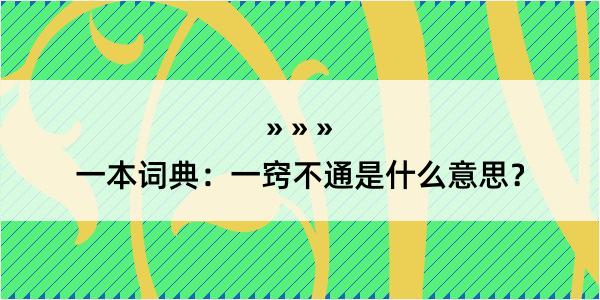 一本词典：一窍不通是什么意思？