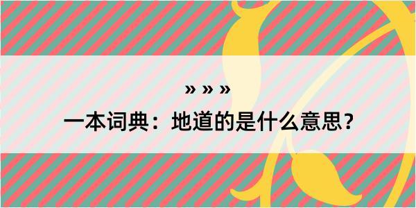 一本词典：地道的是什么意思？