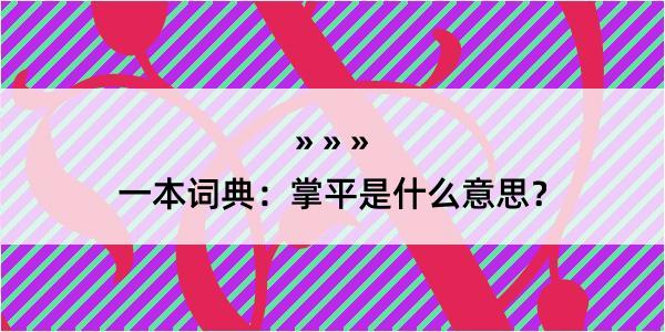 一本词典：掌平是什么意思？