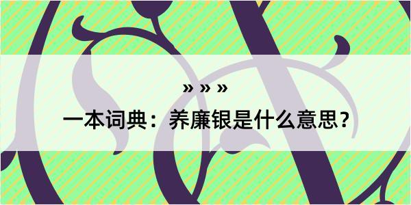 一本词典：养廉银是什么意思？