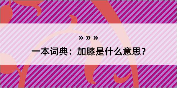 一本词典：加膝是什么意思？