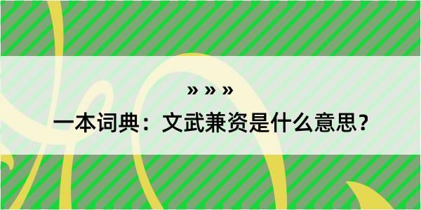 一本词典：文武兼资是什么意思？