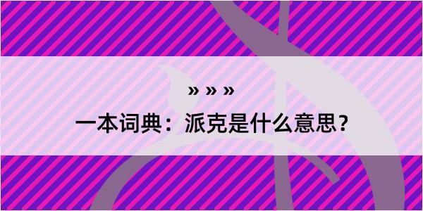 一本词典：派克是什么意思？