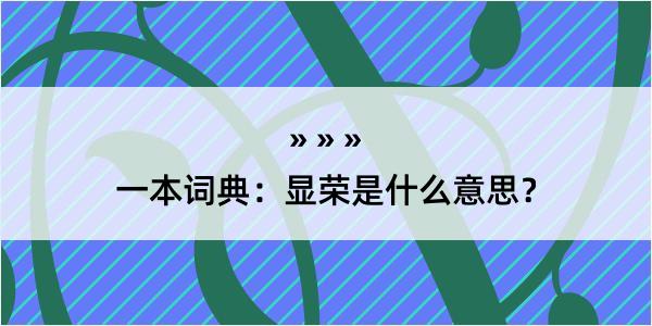 一本词典：显荣是什么意思？