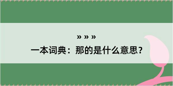 一本词典：那的是什么意思？