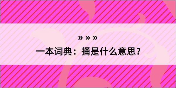 一本词典：捅是什么意思？