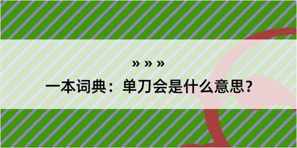 一本词典：单刀会是什么意思？