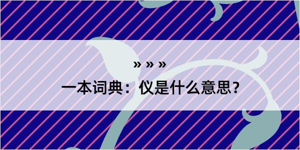 一本词典：仪是什么意思？