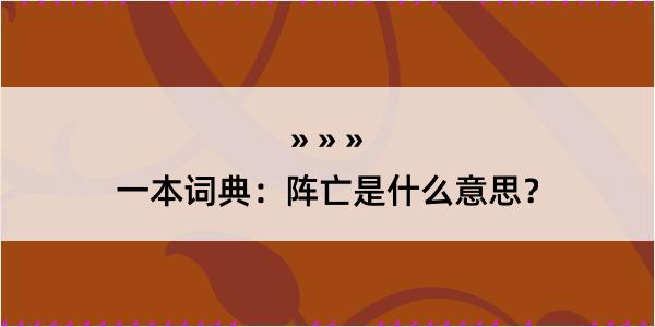 一本词典：阵亡是什么意思？