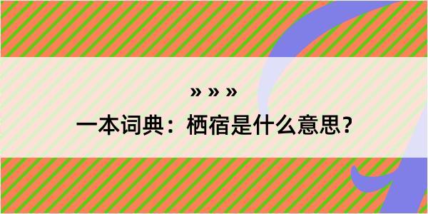 一本词典：栖宿是什么意思？