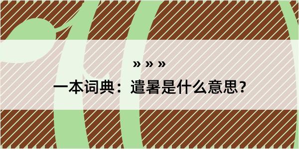 一本词典：遣暑是什么意思？