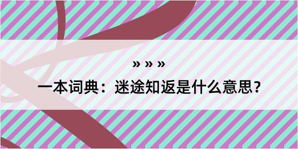 一本词典：迷途知返是什么意思？