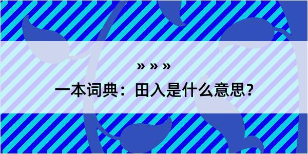 一本词典：田入是什么意思？