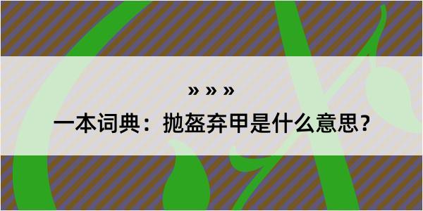 一本词典：抛盔弃甲是什么意思？