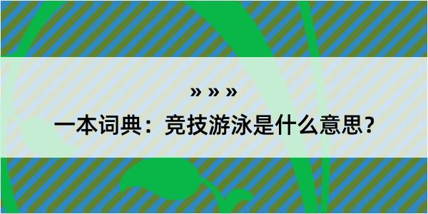 一本词典：竞技游泳是什么意思？