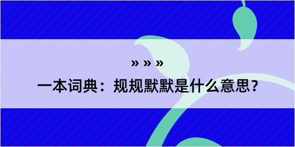 一本词典：规规默默是什么意思？