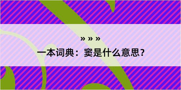 一本词典：窦是什么意思？