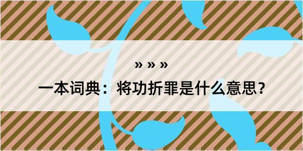 一本词典：将功折罪是什么意思？