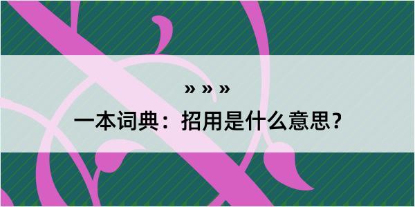 一本词典：招用是什么意思？