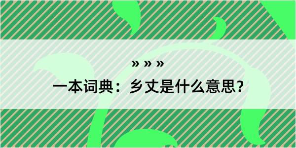 一本词典：乡丈是什么意思？