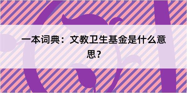 一本词典：文教卫生基金是什么意思？