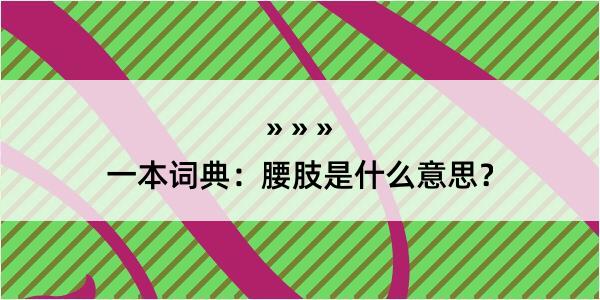 一本词典：腰肢是什么意思？