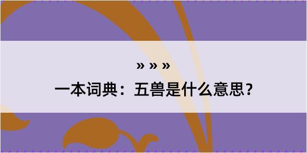 一本词典：五兽是什么意思？