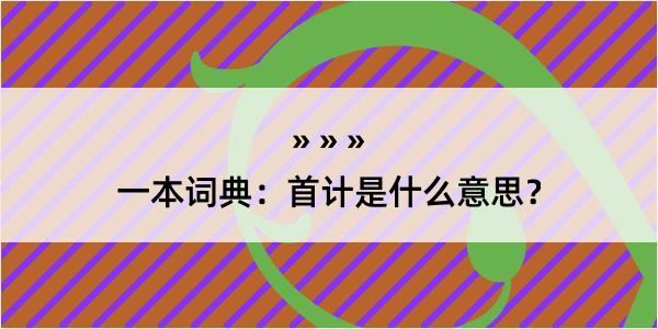 一本词典：首计是什么意思？