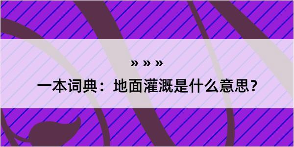 一本词典：地面灌溉是什么意思？