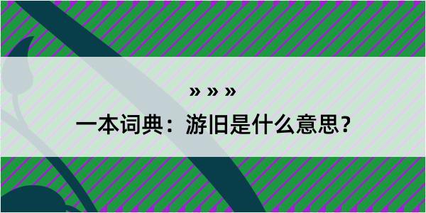 一本词典：游旧是什么意思？