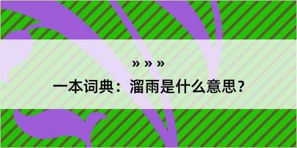 一本词典：溜雨是什么意思？