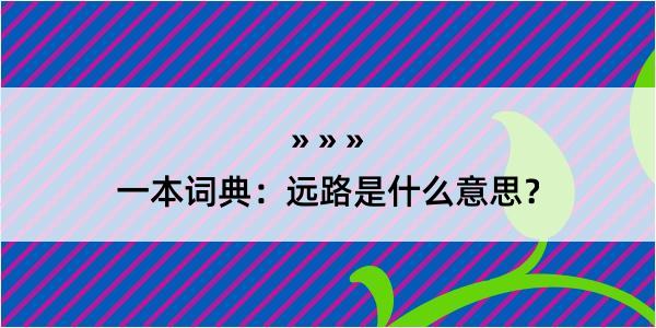 一本词典：远路是什么意思？