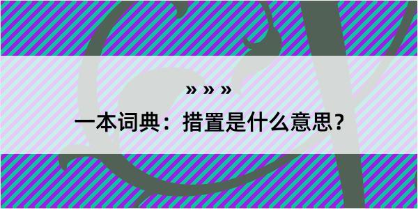 一本词典：措置是什么意思？