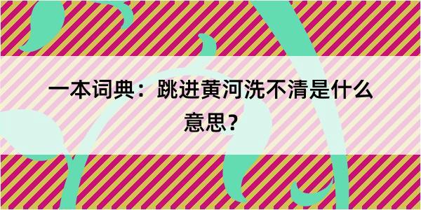 一本词典：跳进黄河洗不清是什么意思？